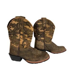 Dan Post Children's Camo and Suede Cowboy Boots - Size 13 D Square Toe Boots